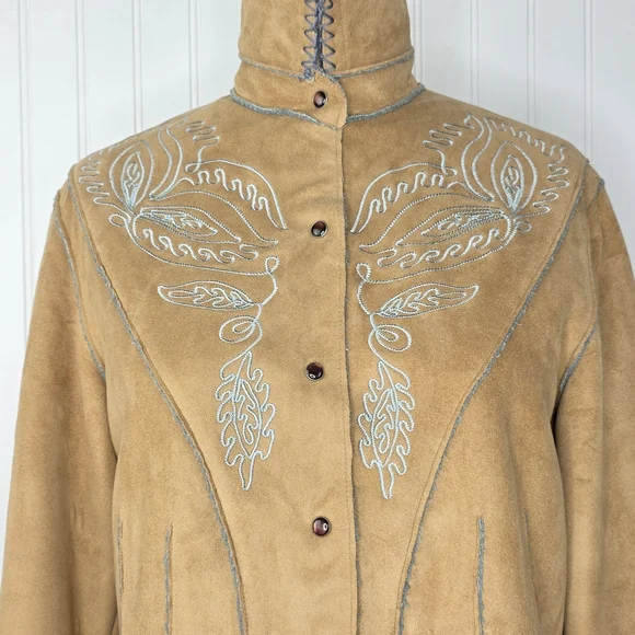 Tasha Polizzi Embroidery Suede Womens Jacket‎ Size M - Picture 4 of 11